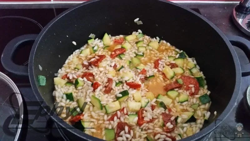 Risotto au chorizo et aux courgettes
