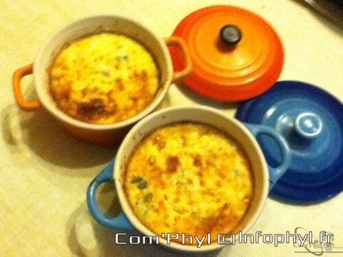 Poulet cocotte aux légumes et riz crémeux dans des cocottes en céramique colorées avec couvercles, idéal pour une recette familiale gourmande et réconfortante.