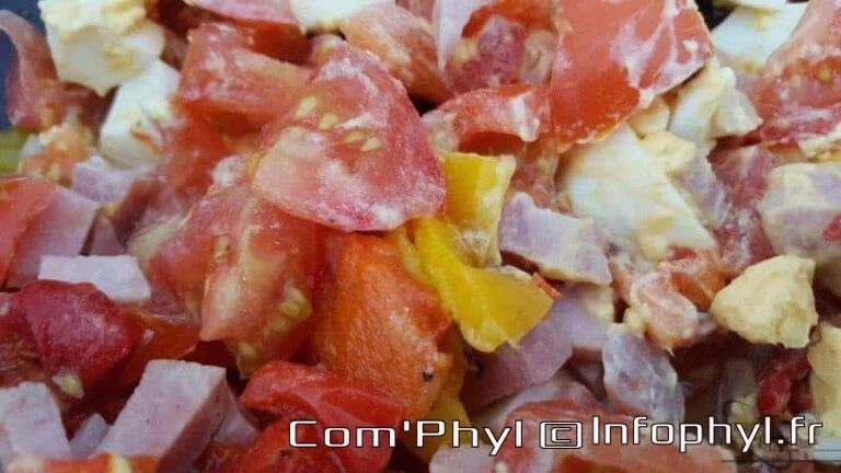 tomate, oignon blanc, ciboulette
