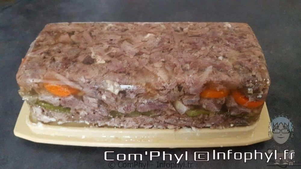 Terrine de viande maison avec légumes, présentation appétissante, idéale pour un repas convivial ou une entrée gourmande.