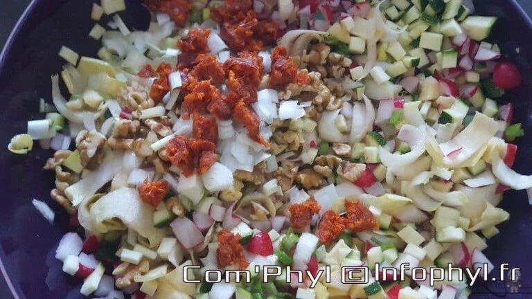tomate, oignon blanc, ciboulette