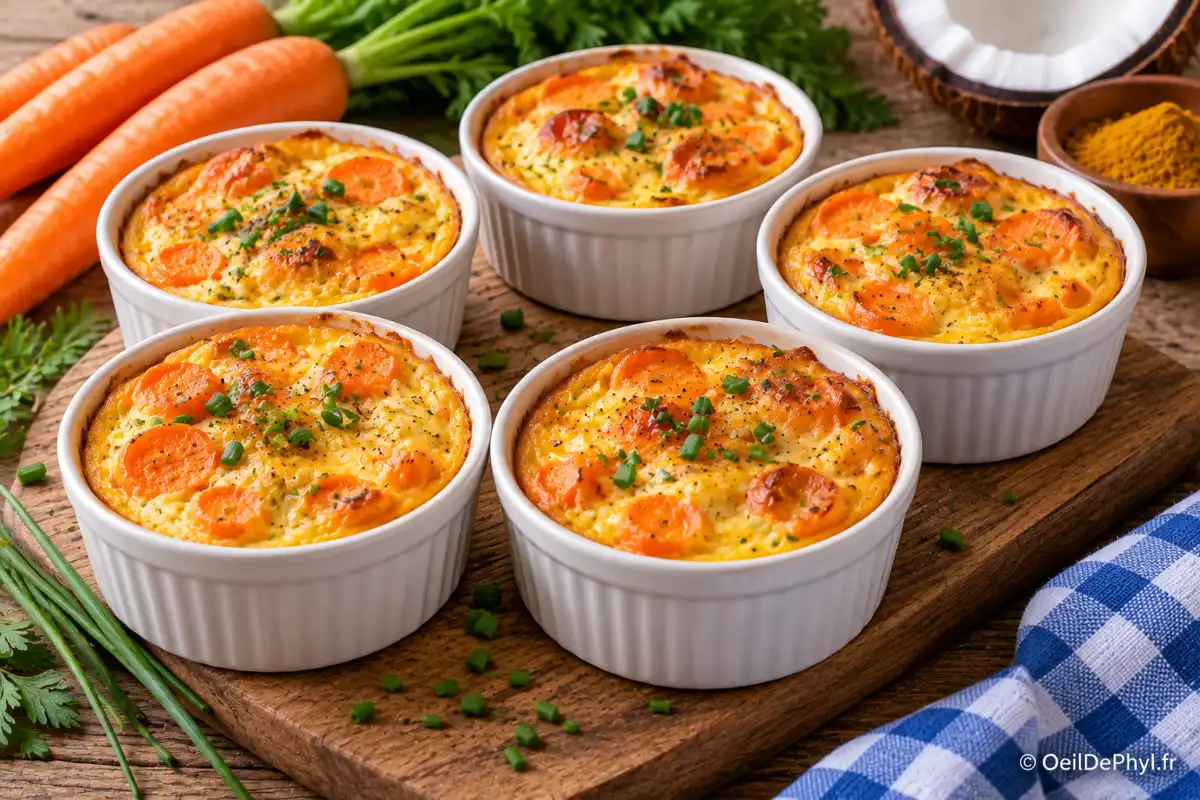 mini flans de carottes aux herbes fraîches odp