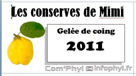 Gelée de Coing – Étiquettes 2016