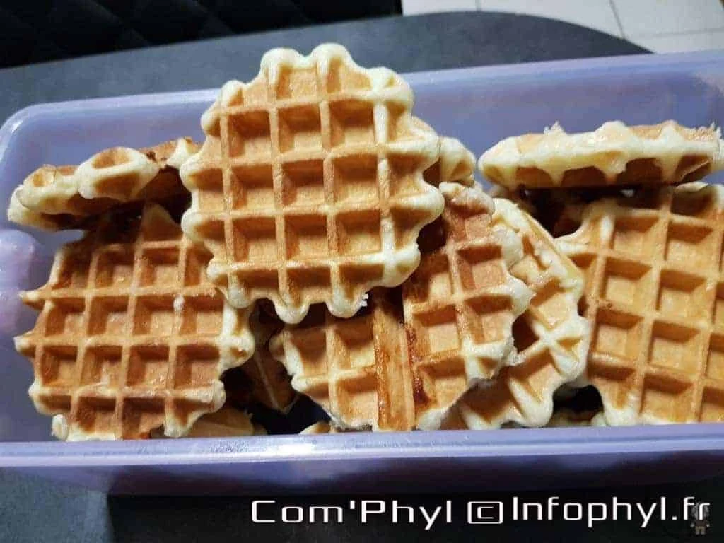 Gaufres croustillantes faites maison, parfaites pour le petit-déjeuner ou le goûter, avec une texture légère et dorée. Idéales pour accompagner des fruits, du sirop ou du chocolat, elles offrent un go.