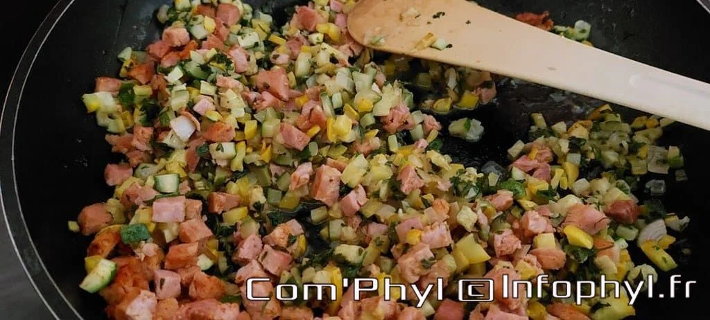 courgettes jambon et pâtes