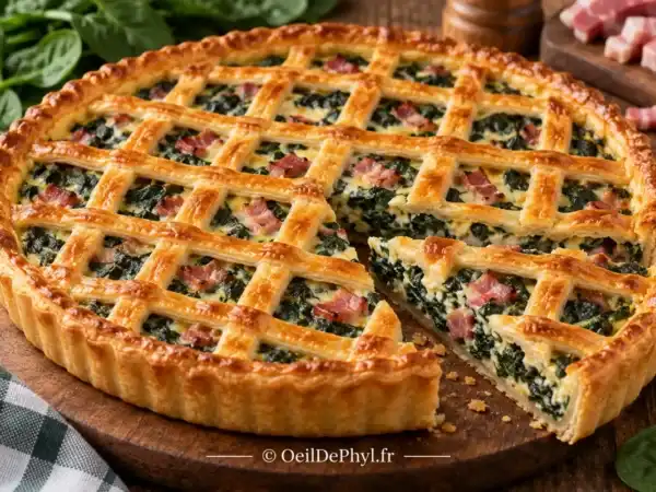 Tarte aux épinards et aux lardons