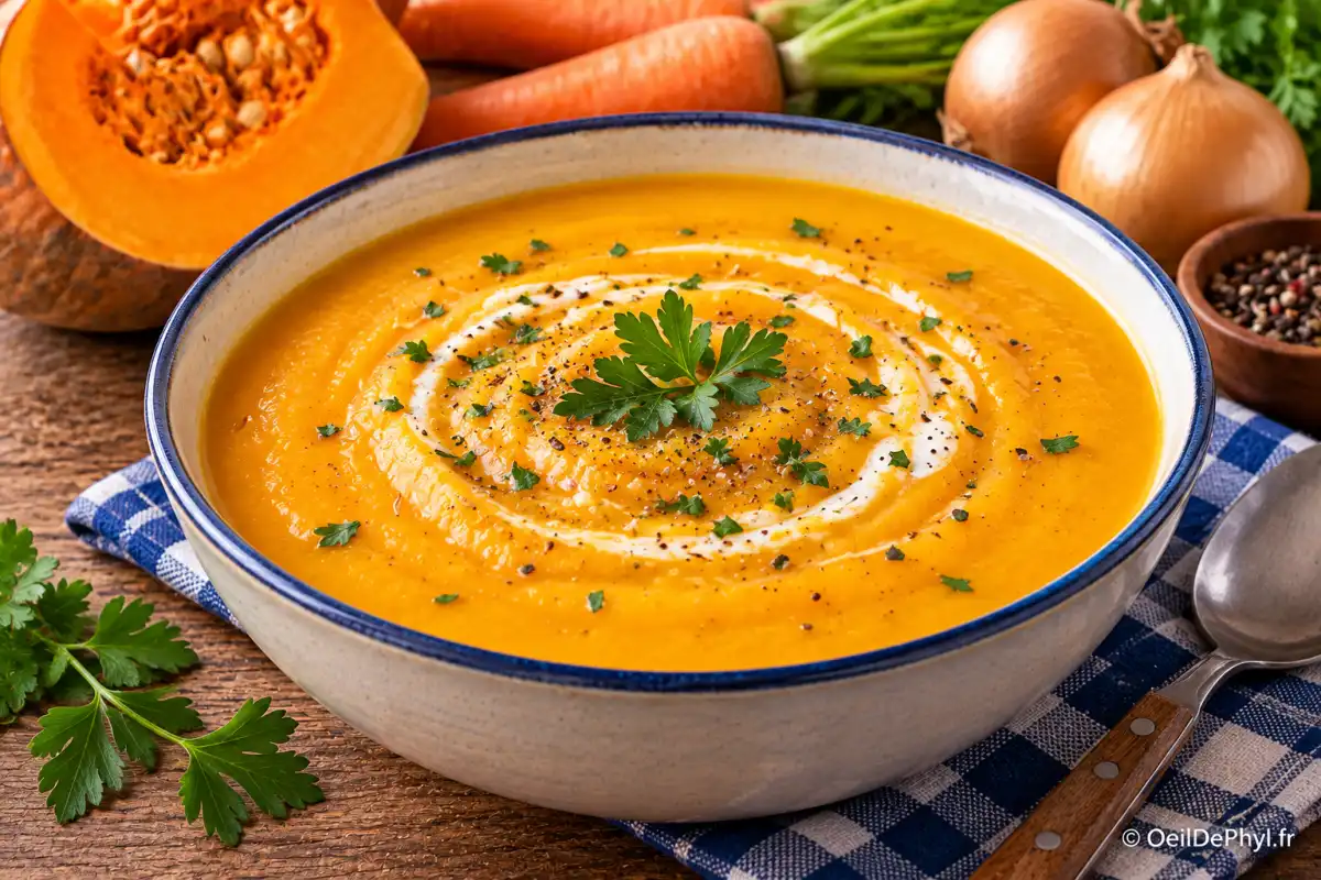 soupe crémeuse de potiron et carottes odp